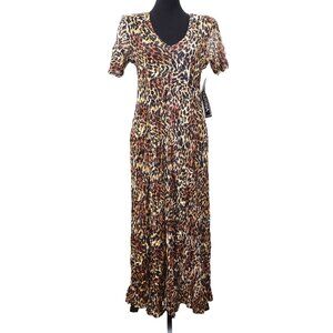 Vintage Starina 90s Leopard Lace‎ Sheer Chiffon Rayon Midi Dress SM Whimsigoth